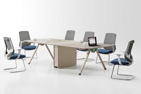 Beige Arbeitszimmer Möbel Designer Konferenztisch Holz Büroschränke 3tlg