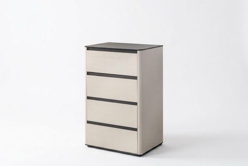 Beige Holz Kommode 4-türiger Holzschrank Schlafzimmer Edler Anbauschrank