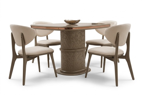 Beige Holzstuhl im modernen Design, langlebig und pflegeleicht