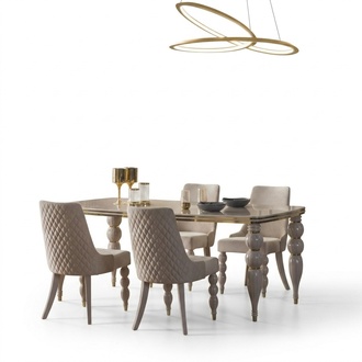Beiger Esszimmertisch Luxuriöser Holztisch Designer Esszimmer Möbel