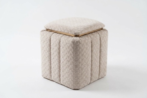 Beiger Holz-Textil Hocker im eleganten Stil