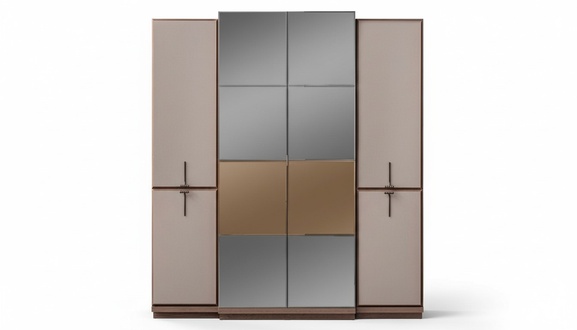 Beiger Schlafzimmerschrank Designer Holz Kleiderschrank Glasschrank Neu
