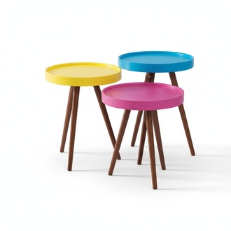 Beistelltisch 3х braun Wohnzimmer Möbel Material Holz Design neu