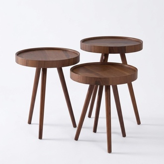Beistelltisch 3х rund Dekotisch Lampentisch Sofatisch Tisch Holz braun