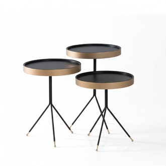 Beistelltisch 3х rund Dekotisch Lampentisch Sofatisch Tisch schwarz