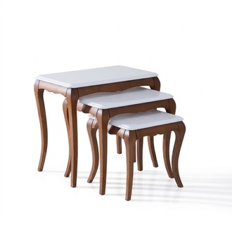 Beistelltisch 3х Wohnzimmer Möbel Material Holz weiß Design Modern