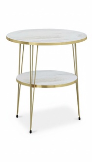 Design Couchtisch Rund mit Hocker Set Goldene Beine