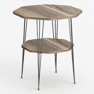 Design Couchtisch Oktagon mit Hocker Set Metallbeine