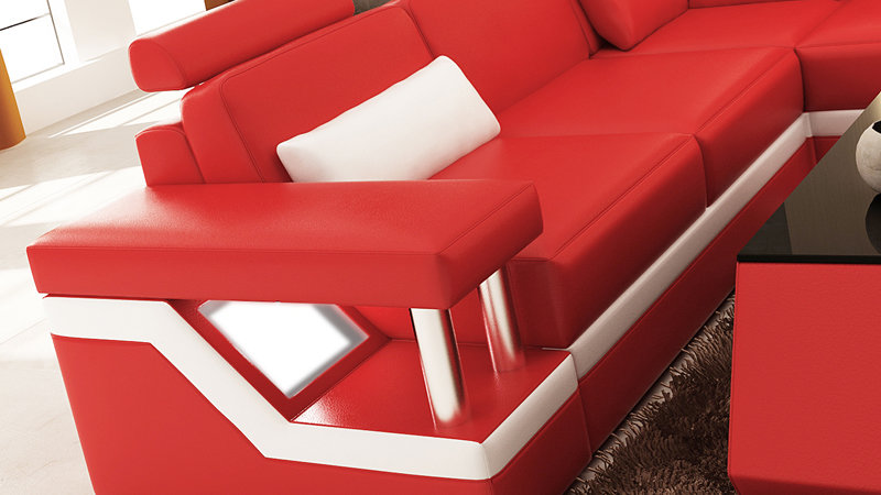 Ledersofa Couch Wohnlandschaft Ecksofa Eck Garnitur Design Modern Sofa