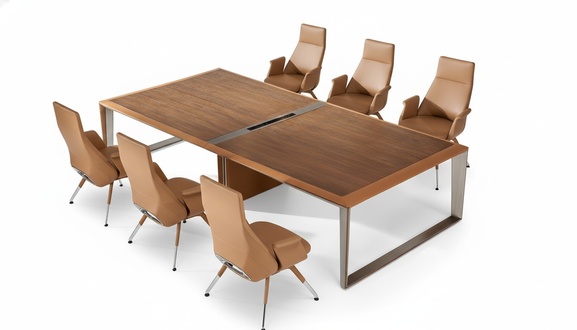 Besprechungs Konferenztische Design Luxus Büro Möbel Meeting 7tlg. 6x Sessel
