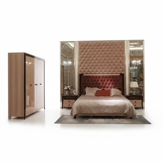 Bett 2x Nachttisch 3 tlg. Schlafzimmer Set Design Modern Luxus Chesterfield neu