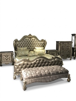 Bett 2x Nachttisch 3 tlg. Schlafzimmer Set Design Luxus Betten Chesterfield neu