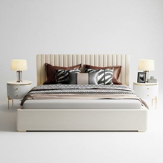 Bett 2x Nachttisch 3 tlg. Schlafzimmer Design Set Modern Luxus Bettgestellt sets