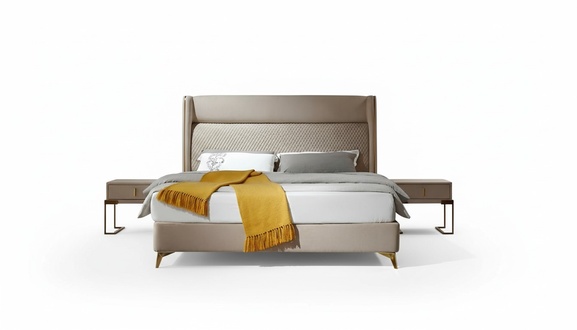 Bett 2x Nachttisch 3 tlg. Schlafzimmer Set Designer Hotel Betten Garnitur Neu