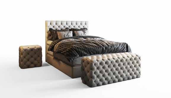 Bett 2x Nachttisch 3 tlg. Schlafzimmer Set Design Möbel Modern Luxus Betten Neu