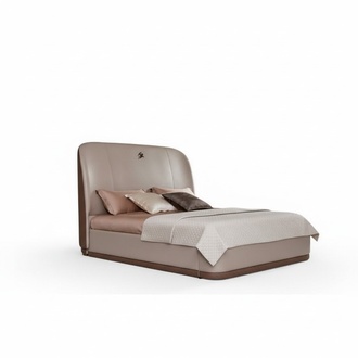 Bett 2x Nachttisch Leder Holz Schlafzimmer Lederbett Modern Design Möbel Luxus