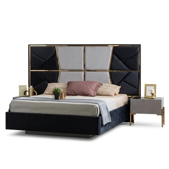Bett 2x Nachttische 3 tlg. Schlafzimmer Set Design Modern Luxus Gruppe1