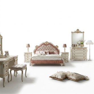 Bett 2x Nachttische 5 tlg. Schlafzimmer Set Design Möbel Luxus Kommode