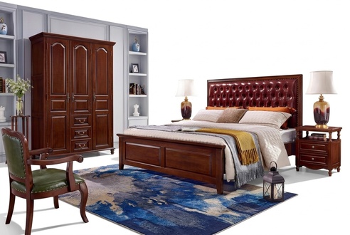 Bett 2x Nachttische Kleiderschrank Schlafzimmer Möbel Luxus Holz Design 4tlg.