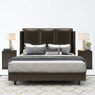 Bett Betten Doppelbett Schlafzimmer Leder Polster Textil Doppelbetten