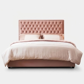 Bett Chesterfield Design Luxus Hotel Betten 180x200cm Schlaf Zimmer Leder Rosa