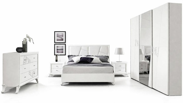 Bett Moodern Betten Luxus Bettrahmen Doppel Holz Bettgestelle Schlafzimmer Weiß