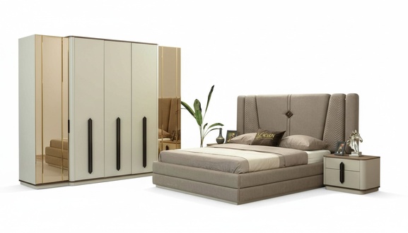 Bett Nachttisch Kleiderschrank Schlafzimmer Set Design Modern Luxus