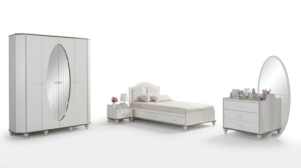 Bett Nachttisch Kommode 4 tlg. Schlafzimmer Set Design Modern Luxus