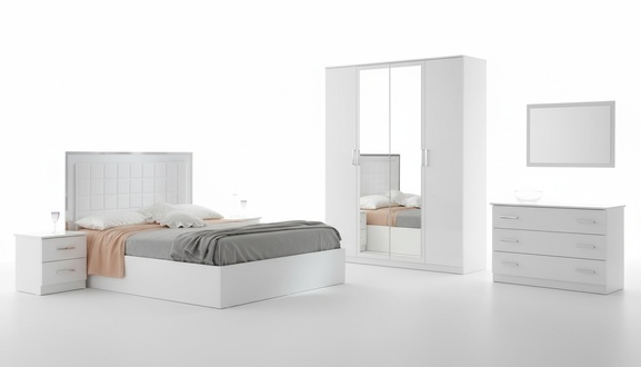 Bett Nachttisch Kommode 6 tlg.Schlafzimmer Set Design Modern Luxus Schlafzimmer