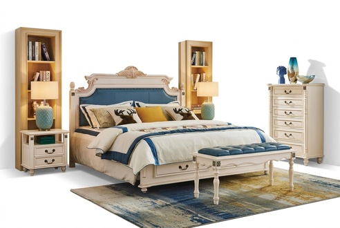 Bett Polster Design Luxus Doppel Hotel Betten Schlafzimmer Barock Holz Möbel Neu