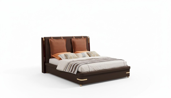 Bett Polster Design Luxus Metall Doppel Betten Ehe Schlaf Zimmer Leder Hotel Neu