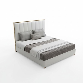Bett Polster Design Luxus Doppel Betten Beige180x200cm Schlaf Zimmer Leder Hotel