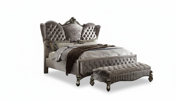 Bett Polsterbett Luxus Doppel Schlafzimmer Barock Holz Leder Betten Chesterfield