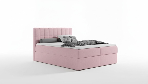 Bett Rosa Stoff Boxspringbett Textil Design Doppel Hotel Modern mit Bettkasten