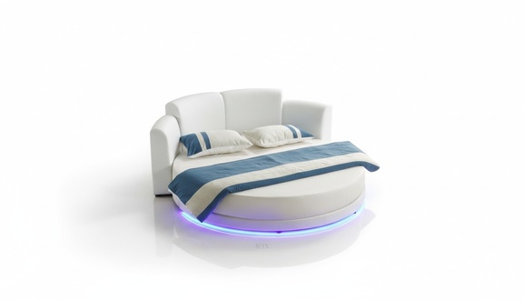 Bett Rund Betten Doppel Luxus Schlafzimmer Möbel Rundes Hotel Gestell Leder Neu