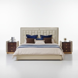 Bett Schlafzimmer Design Betten Nachttische Luxus Möbel 3tlg. Garnitur Leder Neu