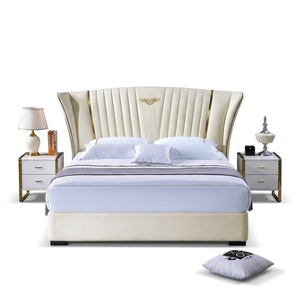 Bett Schlafzimmer Nachttisch Komplettes Set Garnitur 3tlg. Holz Leder Betten Neu.