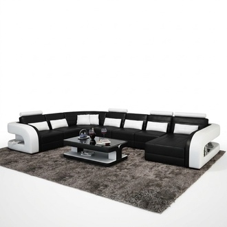 Big Wohnlandschaft Sofa mit USB Couch Polster Eck Leder Sofa Garnitur Couchen !!