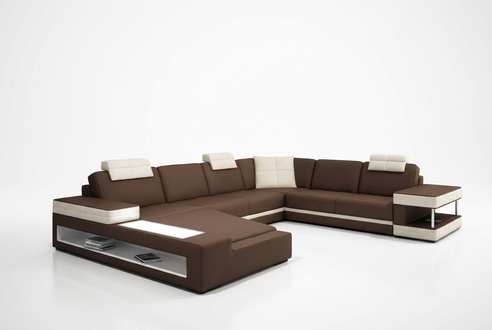 Big XXL Ledersofa Couch Sitz Polster U Form Garnitur Sofas Leder Wohnlandschaft