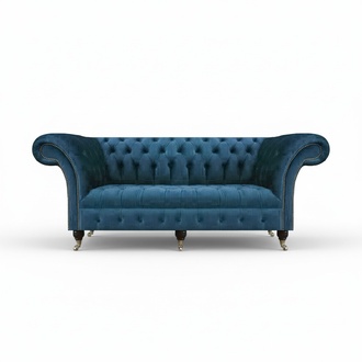 Blau Textil Chesterfield Dreisitze Sofa Couch Sitzmöbel Designer Modern Neu
