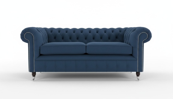 Blaue Chesterfield Couch Textil Polster Sitz Garnitur Sofa Stoff Sofas 3 Sitzer