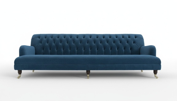 Blaue Chesterfield Couch Textil 4 Sitzer XXL Big Sofa Couchen Big Neu
