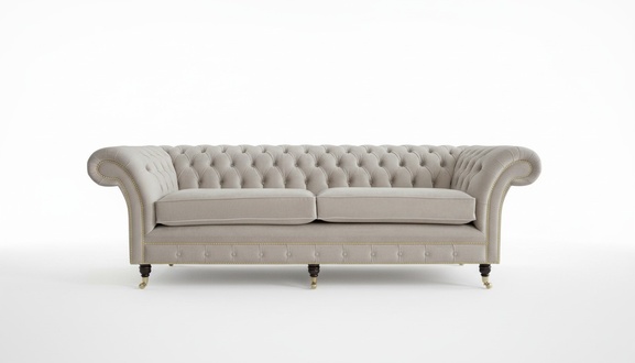 Blaue Chesterfield Couch Textil 4 Sitzer XXL Big Sofa Couchen XXL Neu