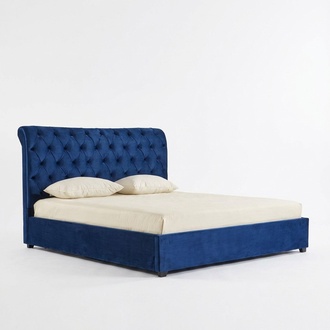 Blaue Schlafzimmer Betten Polster Bett Chesterfield Textil Stoff Neu jvmoebel ®