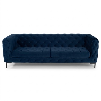 Blaue Textil Chesterfield Sofa Couch Polster Stoff Leder Couchen Neu 3 Sitzer