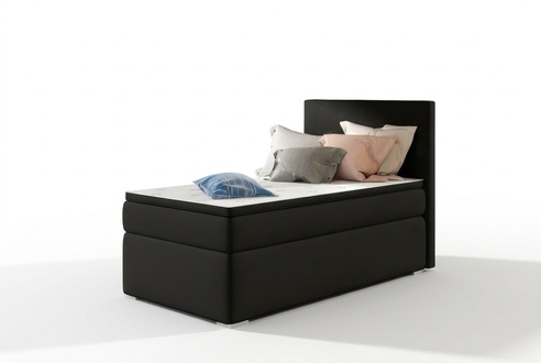 Boxspring Bett Hotel Betten 90x200cm Leder Komplett Bettkasten Topper