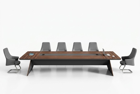 Braun-Grauer Konferenztisch Designer Arbeitszimmer Möbel Holz Tische