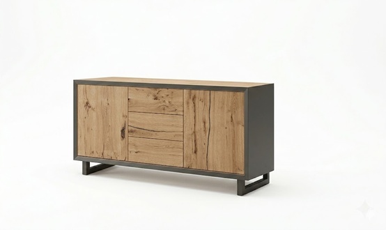 Braun-Graues Sideboard Luxus Anrichte Buffet Schrank 3 Schubladen Stil