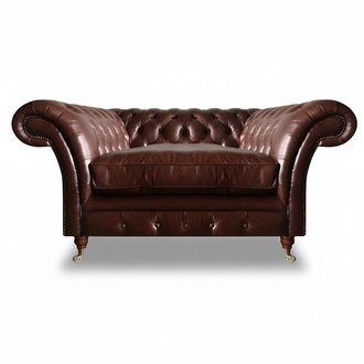 Braun Polstersitz Sessel Wohnzimmer Chesterfield Design Leder Couch