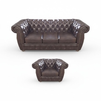 Braun Sofa Dreisitze Couch Chesterfield Leder Sessel Neu Möbel Sitz Wohnzimmer